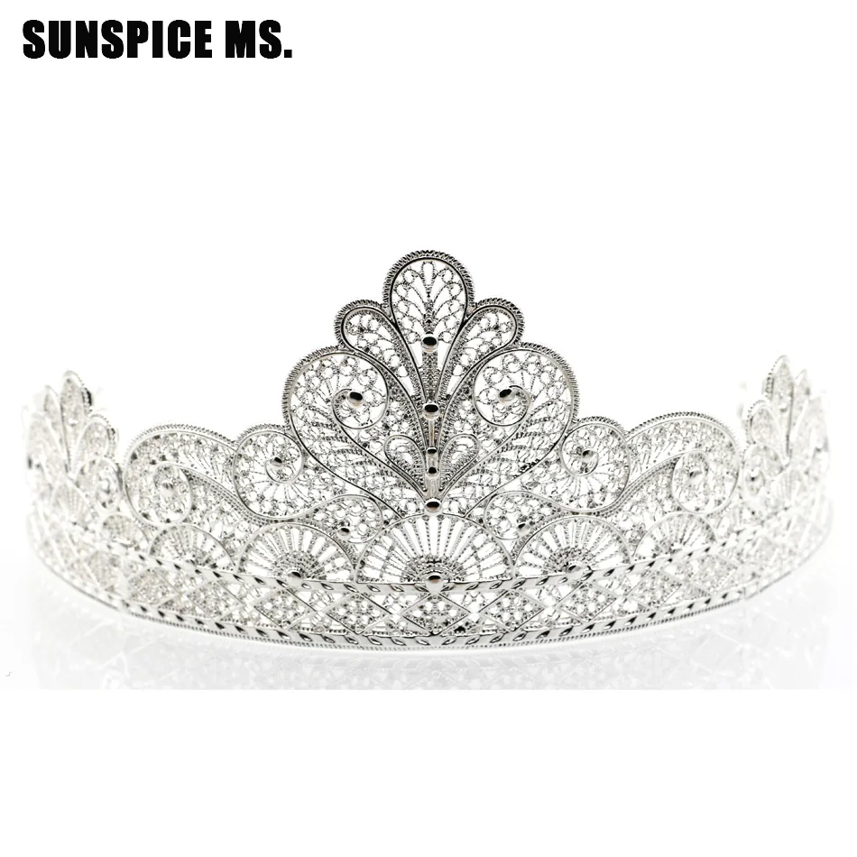 Acessórios de Jóias de Cabelo Sunspicems Ouro Flor Nupcial Coroa Strass Tiaras Feminino Casamento Beleza Rainha Fase Presente 6 Joias e Acessórios