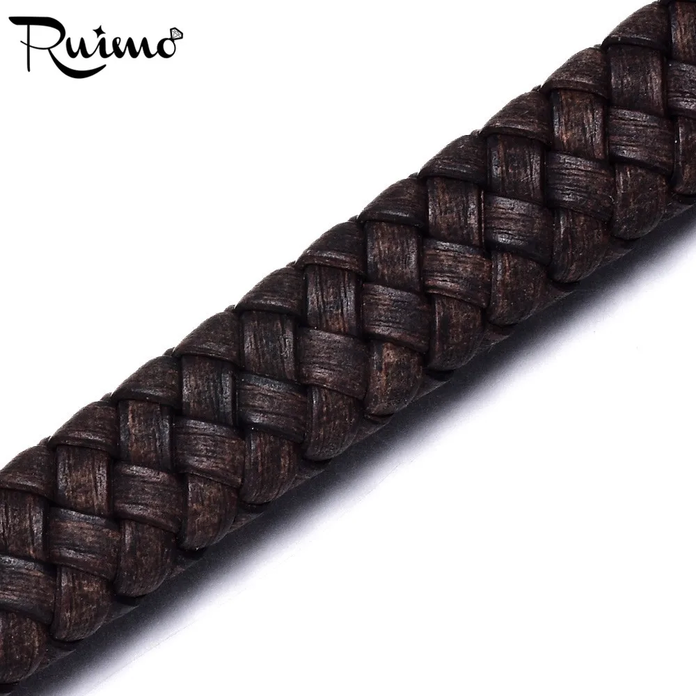 RUIMO 10*5 мм широкая натуральная Плетеная кожа Веревка винтажный коричневый и черный шнур для изготовления ювелирных изделий ювелирные изделия-Аксессуары - Цвет: Vintage Gray
