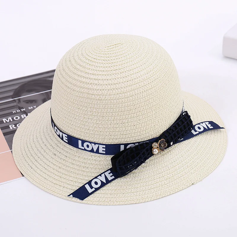 سيدة القش قبعة الإناث الربيع الصيف شاطىء البحر شاطئ قبعات واقية من الشمس قبعات للحماية من الشمس الفتيات السفر ظلة قبعة واسعة حافة ضبط A147