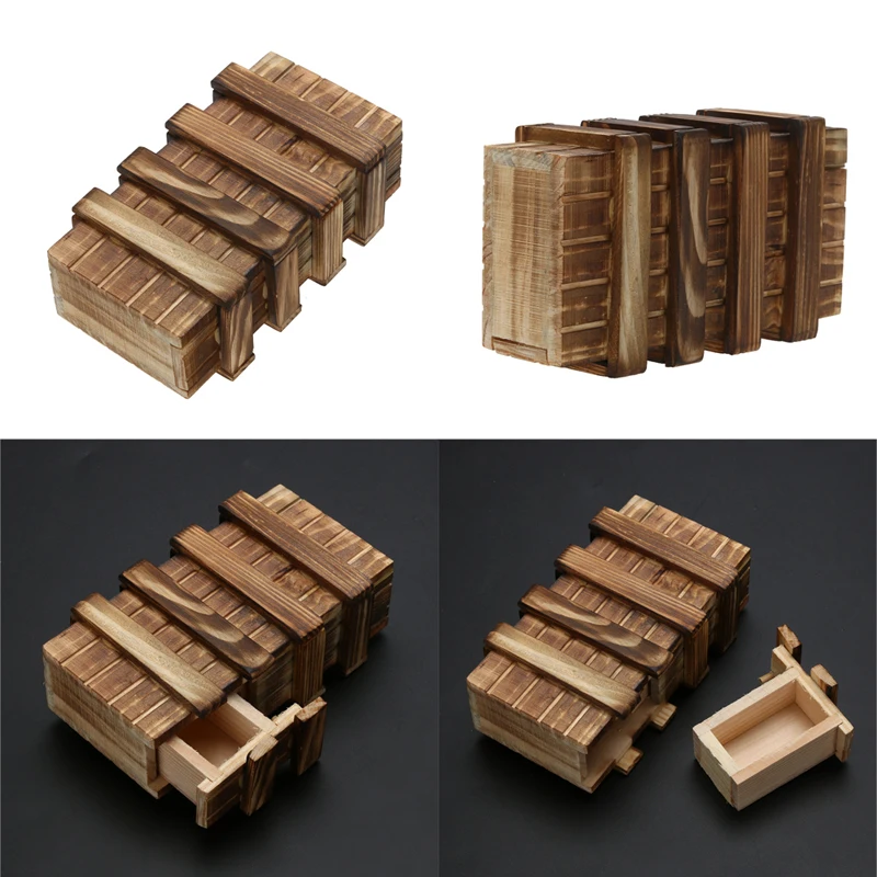 Magic Compartment Wooden Puzzle Box With Secret Drawer Brain Teaser Educational font b Toy b font