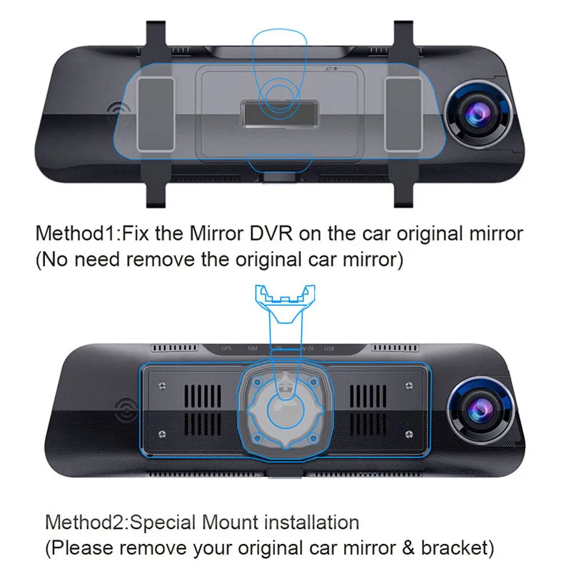Anstar 10'' 4G Rearview Mirror Car DVR 1080P Video Record Dash Cam Dual Lens ADAS GPS Navigation Auto Registrar Camera