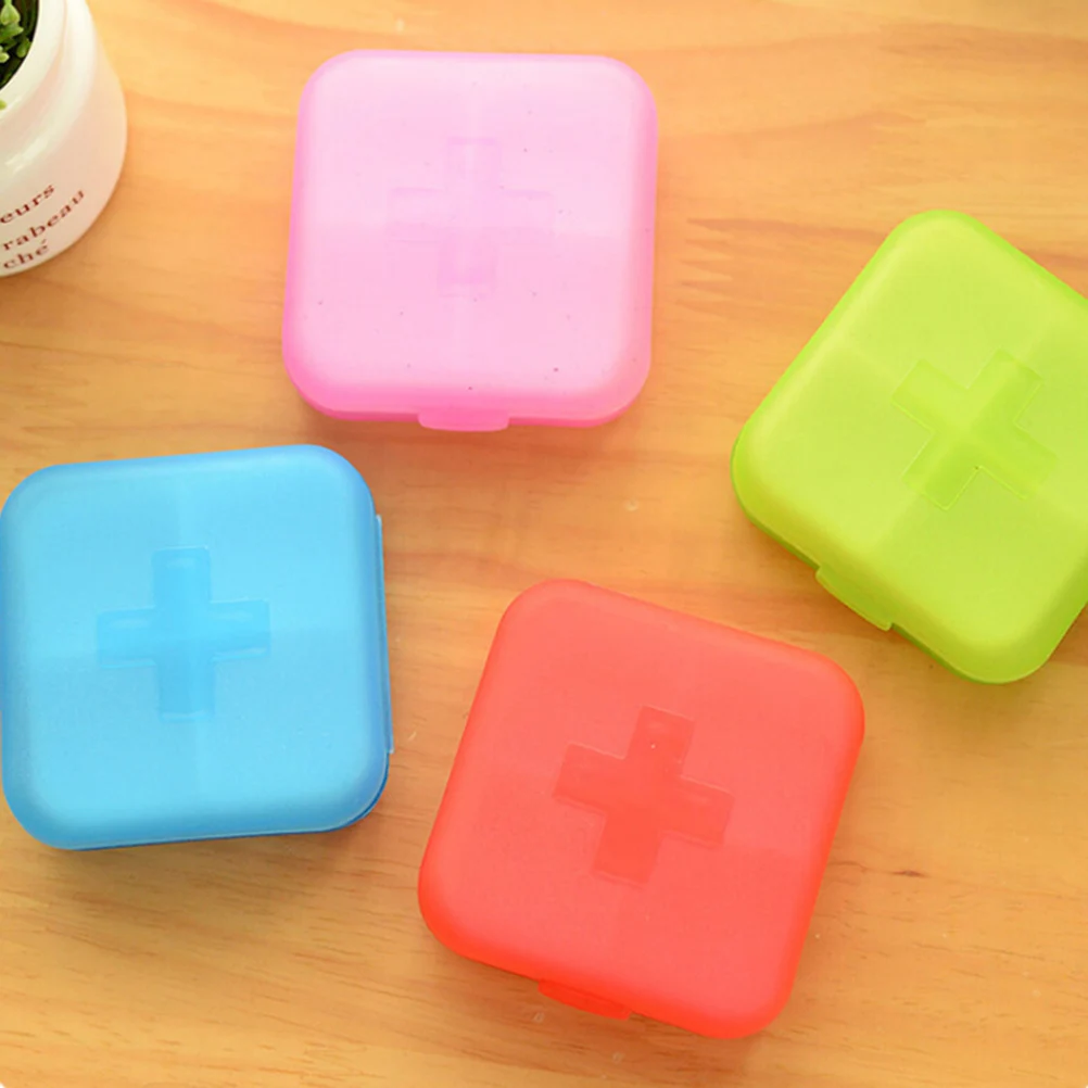 Portable Convenient 4 Slot Medicine Case Organizer Plastic Pill Drug Boxes Container Compartment Medicine Tablet Holder