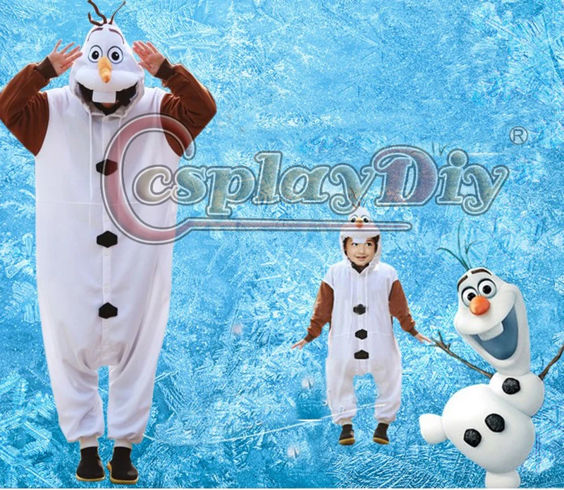 Cosplaydiy унисекс для взрослых детей Снежная королева Олаф костюм комбинезоны