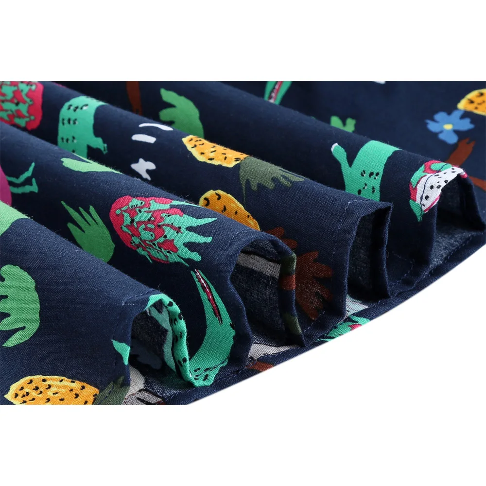 High Waist Flamingo Printed Big Swing Vintage Skater Skirts Retro Runway Womens Sexy Pinup 50S Cotton Rockabilly Skirts Summer Skirts