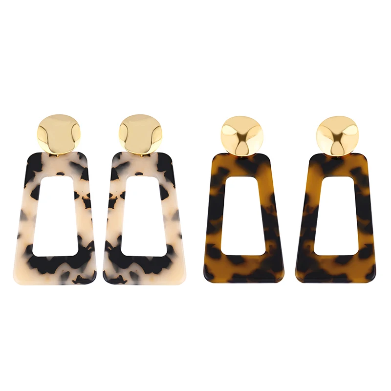 

OCESRIO Za Vintage Acrylic Leopard Earrings for Women Animal Print Geometric Big Earrings for Girls Simple Drop Earring ers-p59