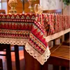 CFen A's Bohemian Quality  Dining Tablecloth Color Soft Cotton Stripe Multi Sizes Lacy Home Kitchen Banquet Table Cover 1 piece 1