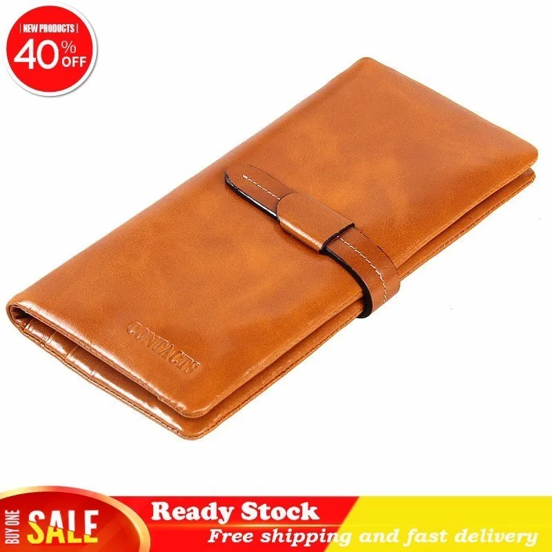 

Luxury brand high quality Ma'am Wallet Genuine Leather Long A Oil Wax Leisure Time Will Capacity Hand Take women Package best