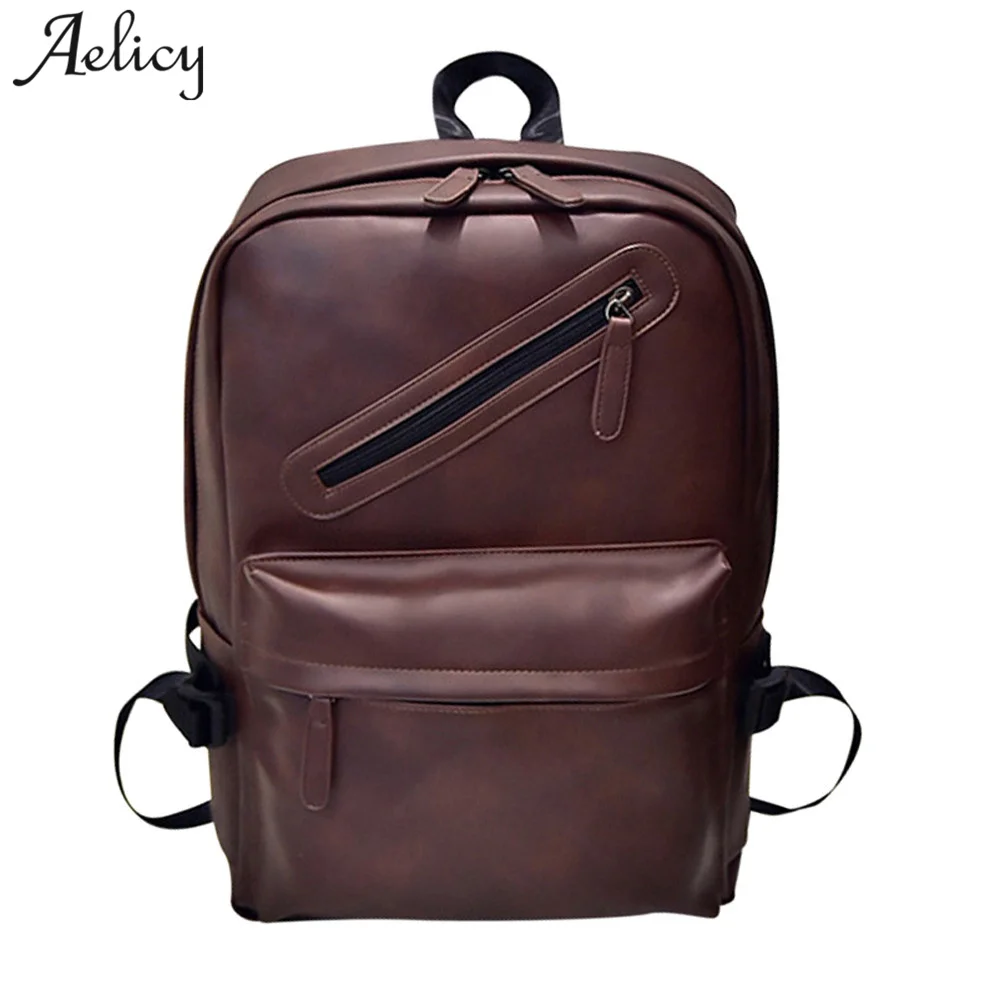 Aelicy, высококачественный мужской рюкзак из искусственной кожи, мужской рюкзак для 15,6 дюймов, рюкзак для ноутбука, повседневный Большой Вместительный мужской рюкзак