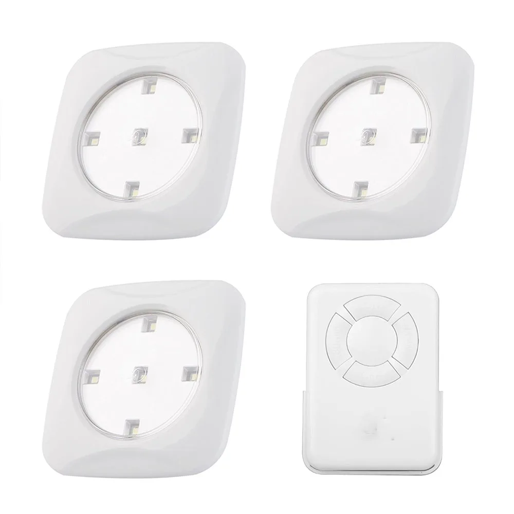 

New 3Pcs led Puck light NightLight Remote Control 5 LED Cabinet Light Wireless Spot Light Stick-On Anywhere Tap nightl lamps