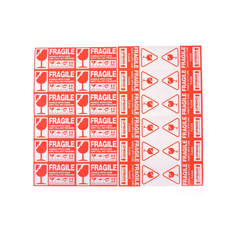 

50pcs/lot Fragile Warning Label Sticker 9x5cm Fragile Sticker Up and Handle With Care Keep Dry Shipping Express Label