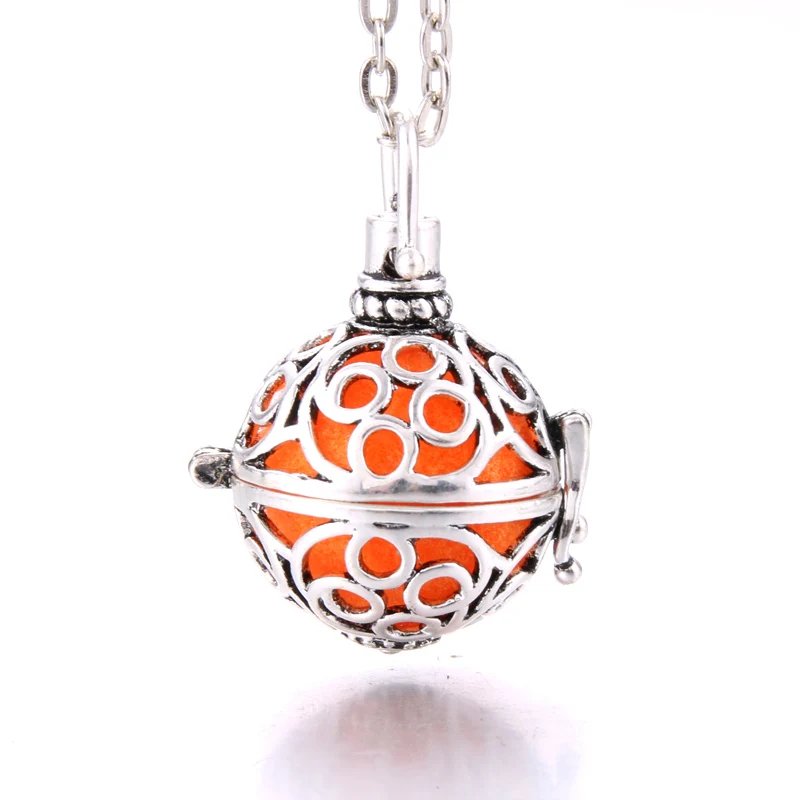 

Silver circle Chime Music Ball vintage Locket Necklace Pregnant woman ball Aroma diffuser perfume Pendant Necklace