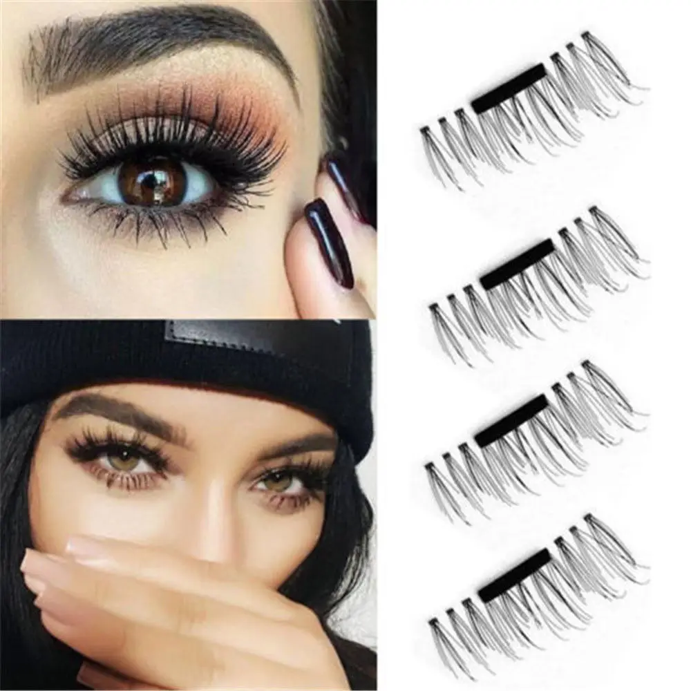 

3D Magnetic Mink Eyelash Fake Eyelashes Hand-made False Eye Lashes 4Pcs/box Magnet Eyelash Extensions Natural Lashes