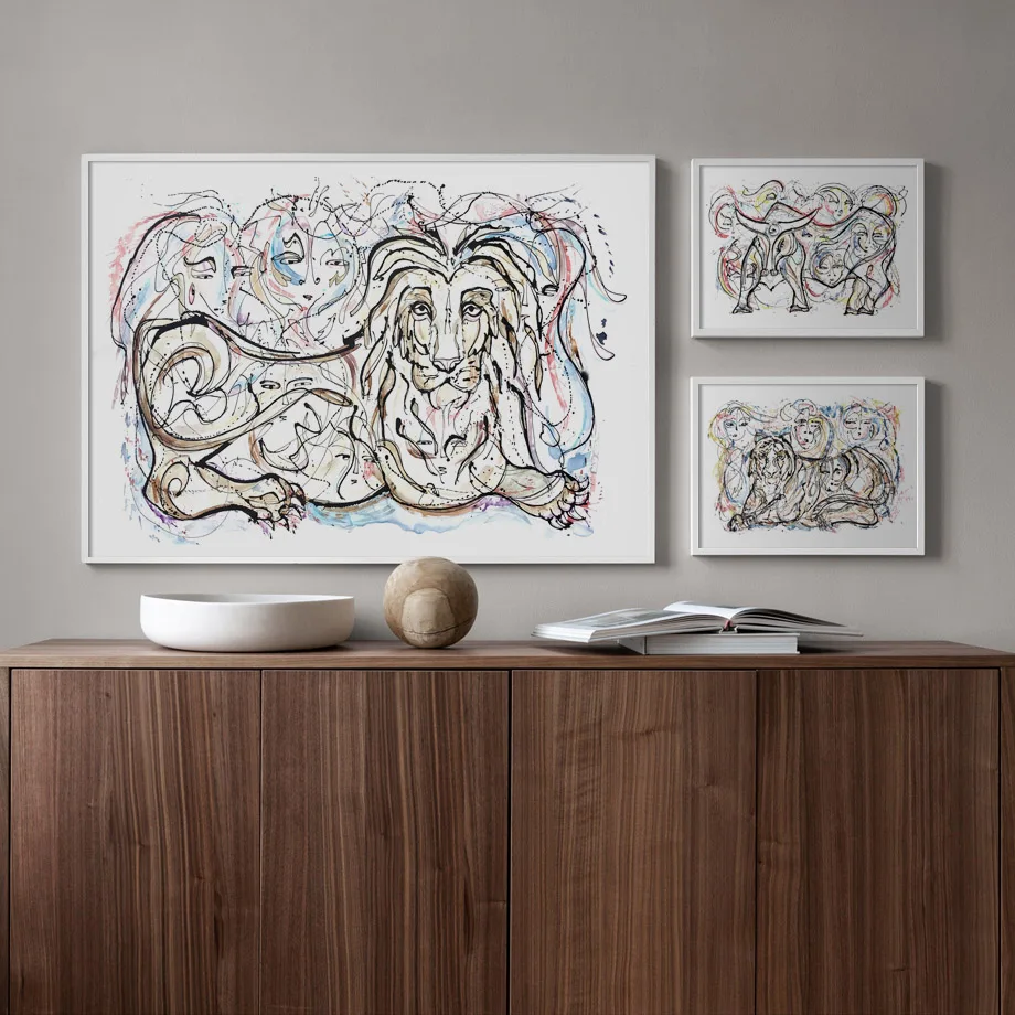 

Abstract Lion Tiger Bull Woman Line Nordic Posters And Prints Wall Art Canvas Painting Wall Pictures For Living Room Home Decor