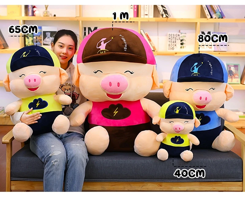 lovely McDull pig plush toy giant fat anime piggy dolls sleeping pillow girl gift wedding deco 39inch 100cm DY50499 (2)