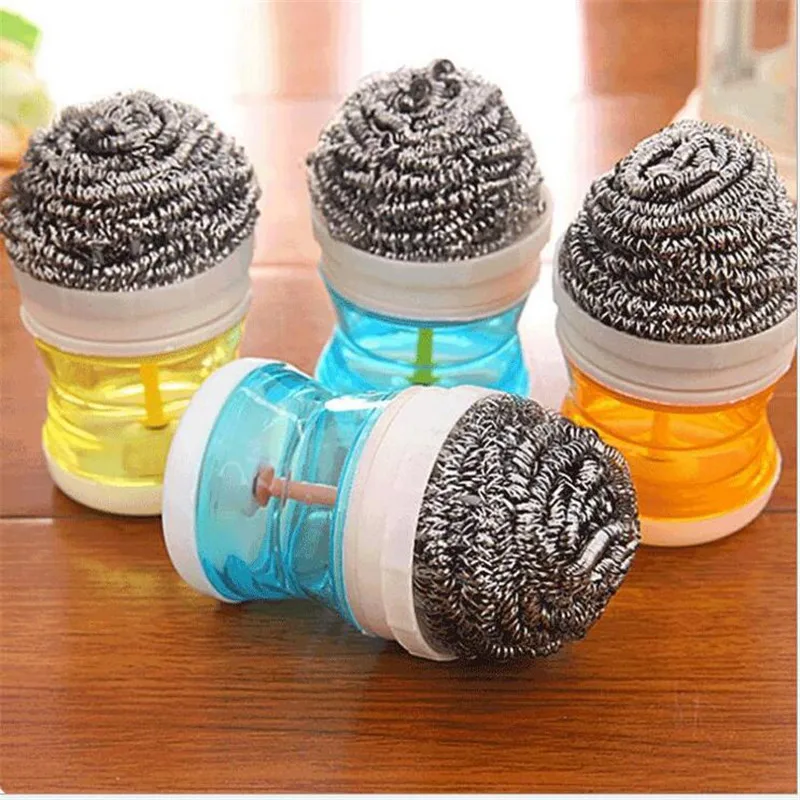 

1pc Colorful Steel Wire Ball Cleaning Brush with Handle Kitchen Cleaner Tool for Washing Pot Dish Pan Bowl kitchen gadget 1.24
