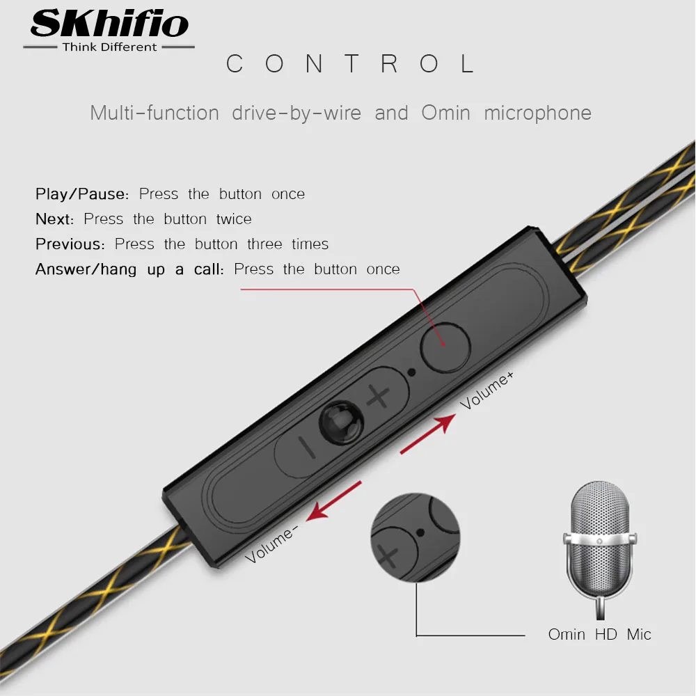 Skhifio S1 металлические наушники для телефона гарнитуры Динамик HiFi Динамический