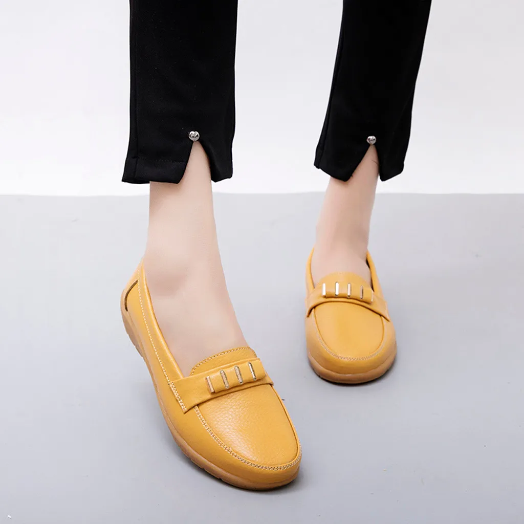 

2019 Flats Women Shoes Soft Bottom Flat Shoes Women Sneakers Large Size Solid Loafers Women Casual Shoes Yellow