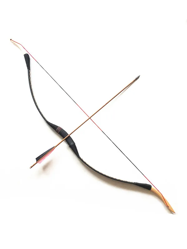 

25-50lbs Beautiful Black Wooden Recurve Bow Longbow Bamboo Arrow For Archery Hunting Practice Shooting