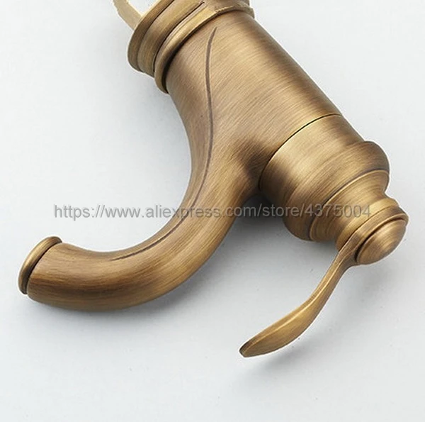 Antique Brass Concise Bathroom Faucet finish Basin Sink Faucet Single Handle water taps Nnf034