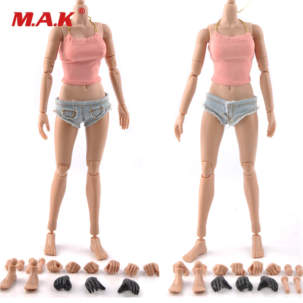 

1:6 Female Body Super Flexible Action Figure Asian Skin /European Tan Color Large/Middle Breast Body With Extra Hands Feet