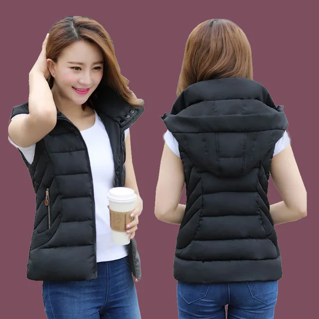 Buy Female Slim Fit Hooded Vest Waistcoat Autumn