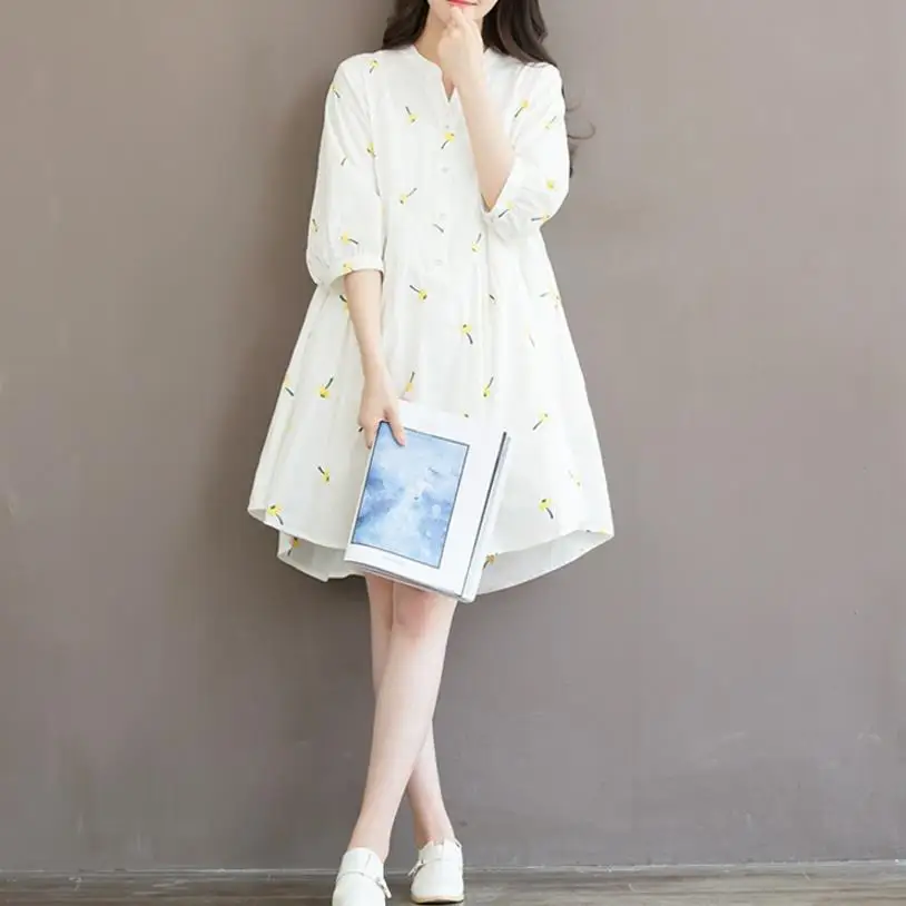 Dress Women Rushed Time-limited None Ukraine Women's Free Shipping 2019 Autumn College Wind Cotton And Embroidered Female | Женская