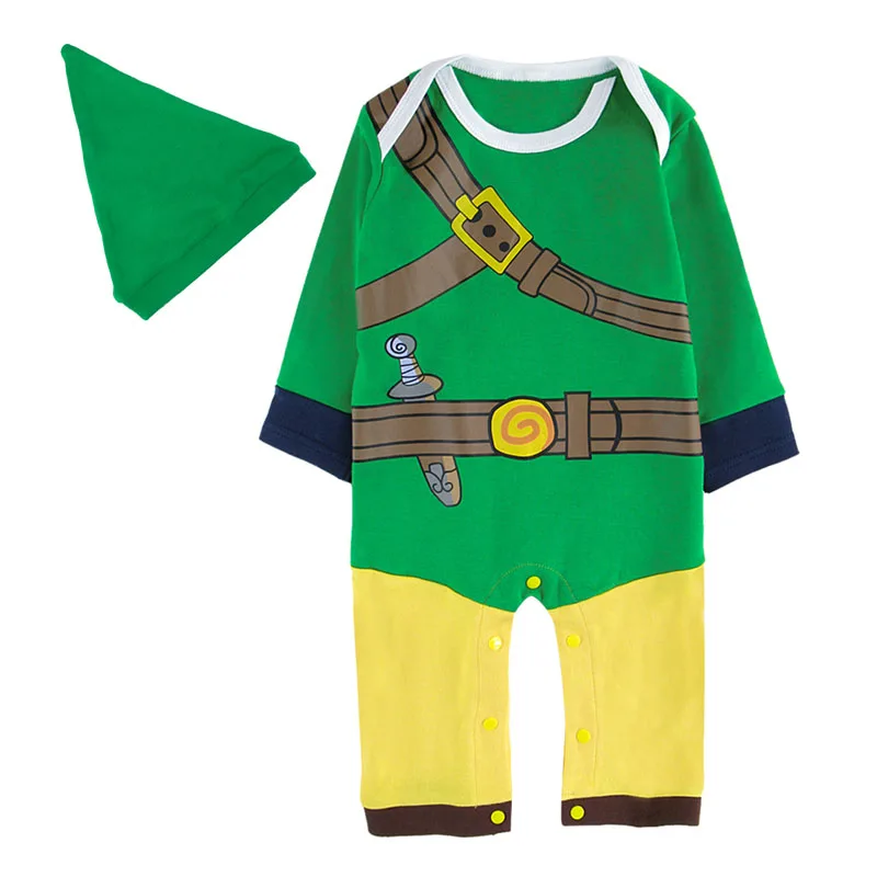

Baby Boys Zelda Romper Infant Party Cosplay Jumpsuit with Hat Toddler Christmas Costume Long Sleeve 0-24 M