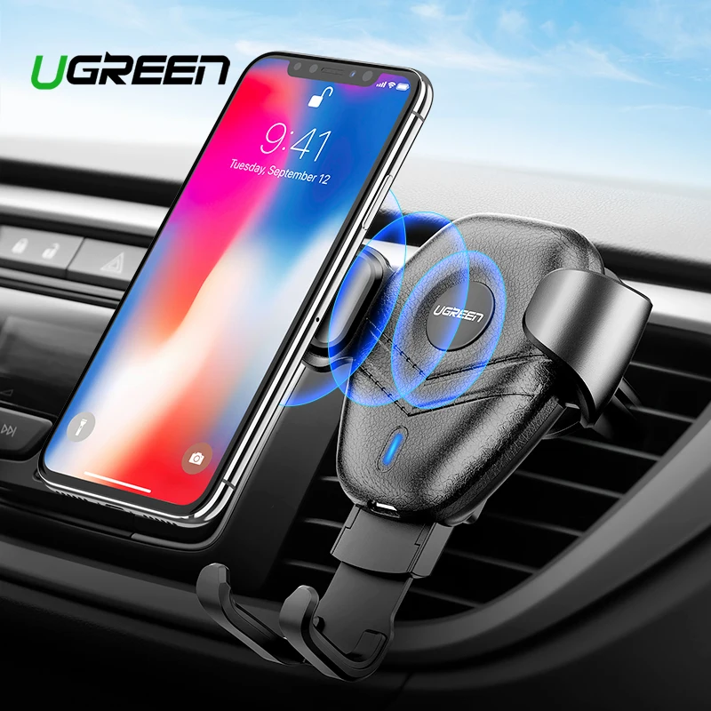 Ugreen تشى سيارة لاسلكي شاحن آيفون Xs X 8 10 W سريع اللاسلكية كابل شحن لهواتف سامسونج غالاكسي S9 S10 سيارة حامل هاتف شاحن