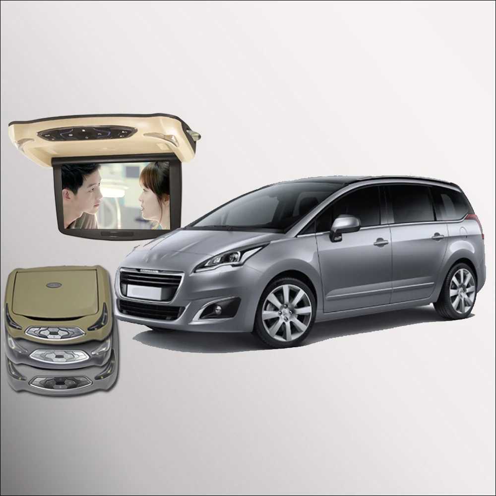 

BigBigRoad Car monitor for Peugeot 5008 Roof Mounted in car Digital Screen Support HDMI USB FM TV Game IR Remote Flip Down DVD