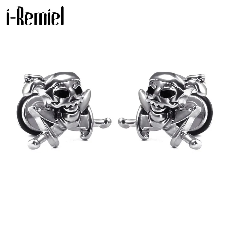 

Hip-hop Rock Titanium Steel Skeleton Cross Dumbbell Trendy Stud Earrings Personality Kpop Earring Jewelry for Men and Women 2PCS