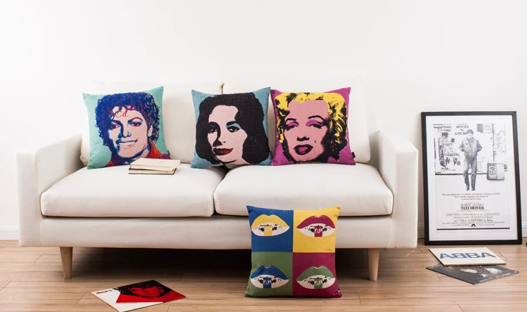 Американская поп-арт подушка с портретном покрытии елибета Тэйлор Мэрилин Монро Майкл Джексон Подушка для дивана льняная наволочка