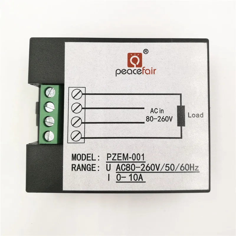 Peacefair PZEM-001 однофазный цифровой панель ваттметр вольтметр переменного тока 220 В 10 А Напряжение Ток Мощность энергии монитор