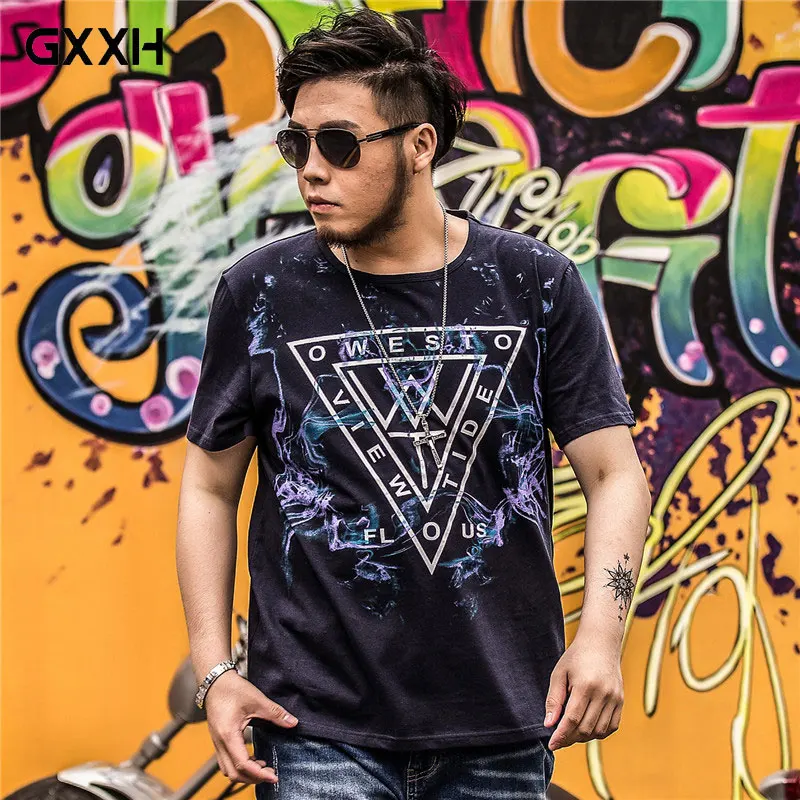 

GxxH Spring and Summer Fashion Large size men's T-shirt cotton round neck printed loose men's short-sleeved T-shirt Size XXL-7XL
