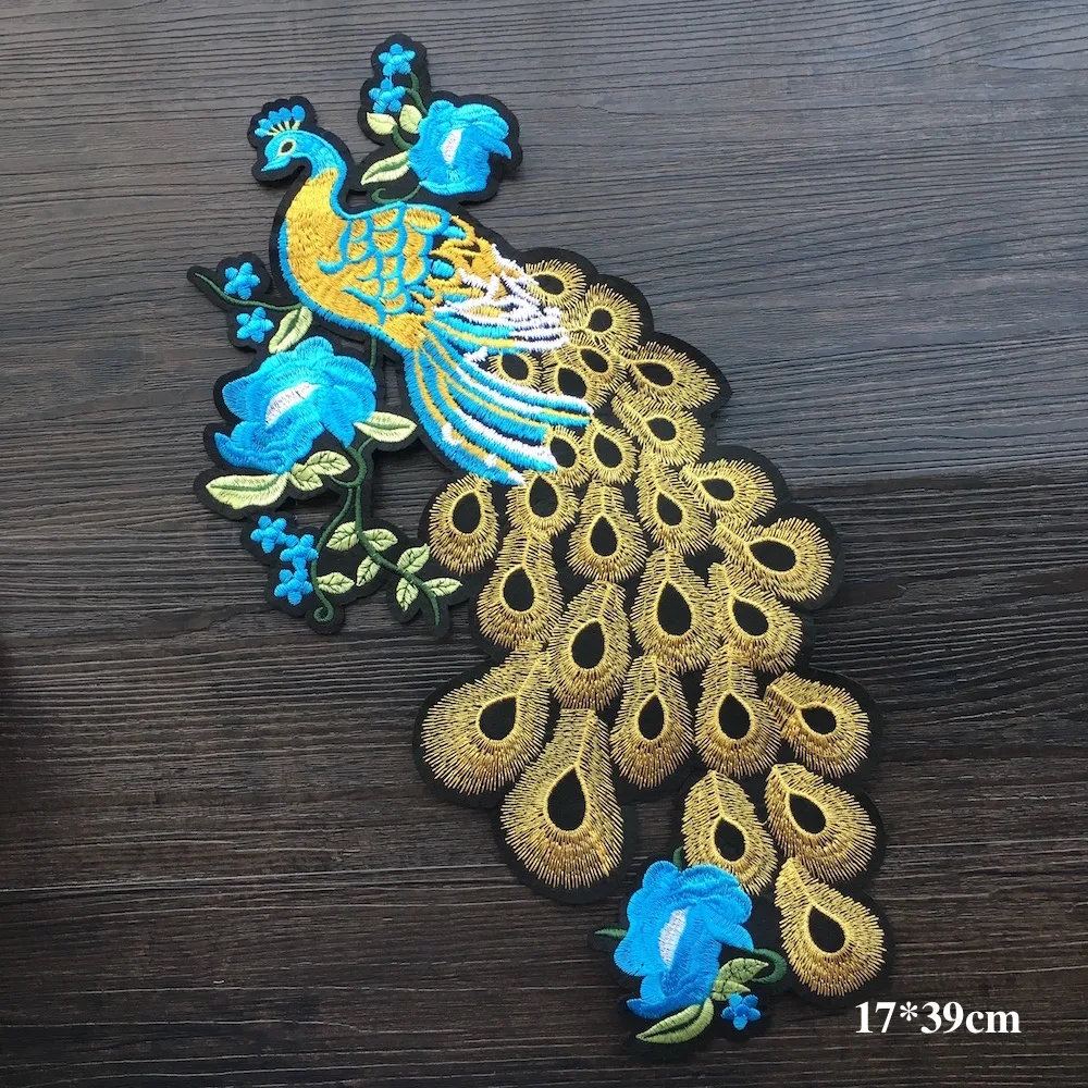 

1Piece Beautiful Big Peacock Embroidery Sew On Patches For Clothes Jacket Applique DIY Accessory LSHB707