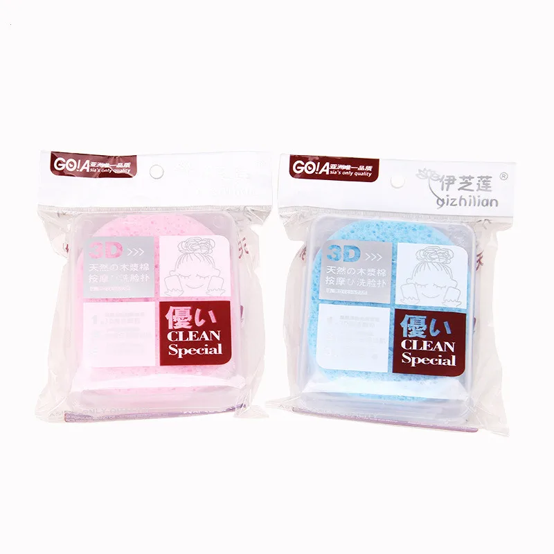 

Natural Wood Pulp Makeup Sponge 3D Exfoliator Washing Sponge Deep level Facial Cleansing Sponges Makeup Remover Tools