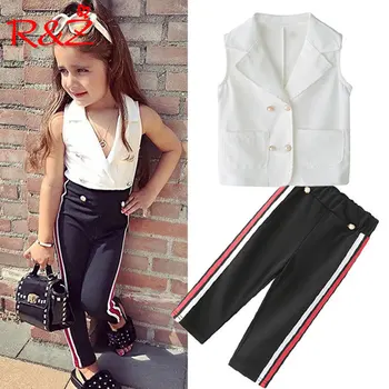 

R&Z 2019 summer new girls European and American style fashion sleeveless shirt trousers two sets