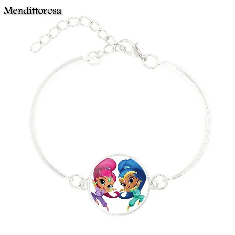 Mendittorosa Wish Elf Sister Jewelry Glass Cabochon Bracelet Bangle Glass Bracelet Bangle Jewelry