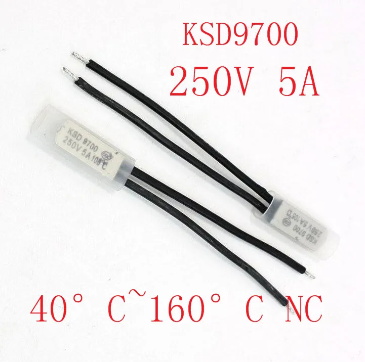 KSD9700 250V 5A 바이메탈 디스크 온도 스위치 N/C 온도 조절기 열 보호기 40 ~ 135 섭씨, 2 개 ...