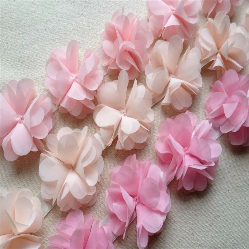 3 Yards Exquisite 3D Chiffon Flower Lace Trim Applique Sewing Craft DIY Handmade Colors Optional | Дом и сад