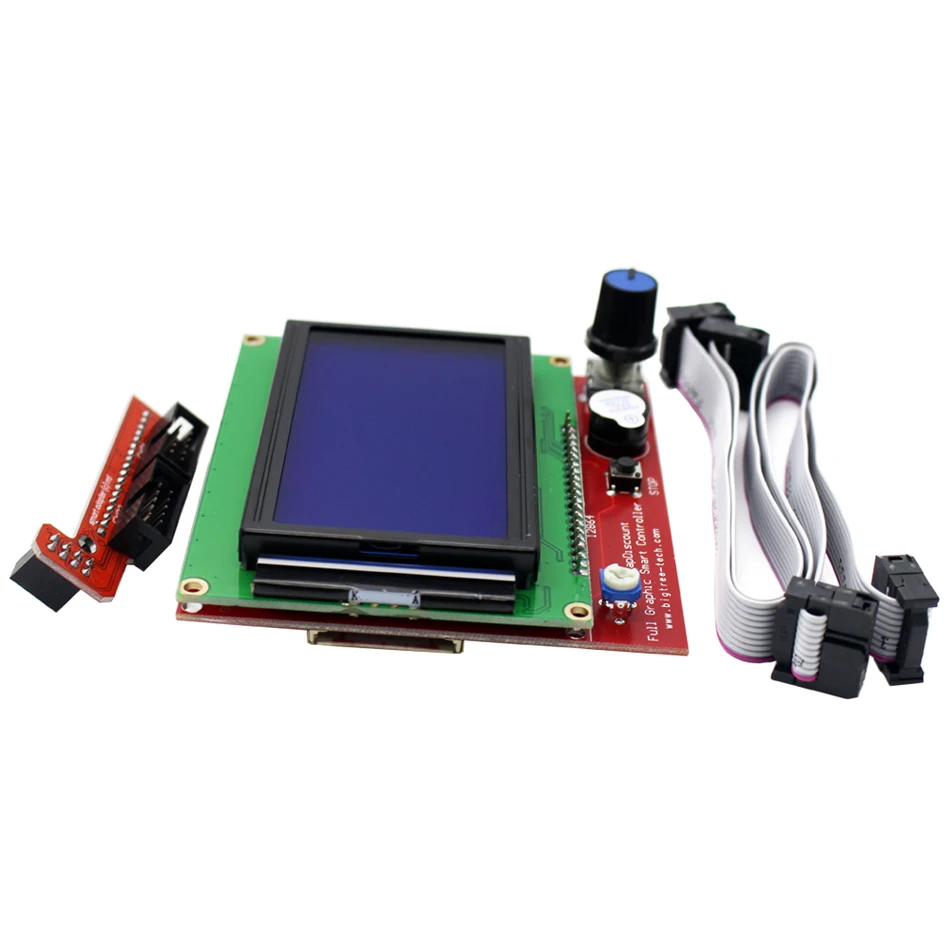 Контроллер lcd 12864(1 шт.)+ плата переключателя(1 шт.)+ кабель(2 шт.) 30 см(2 шт.), панель управления ЖК-дисплеем, дисплей управления 3d-принтером