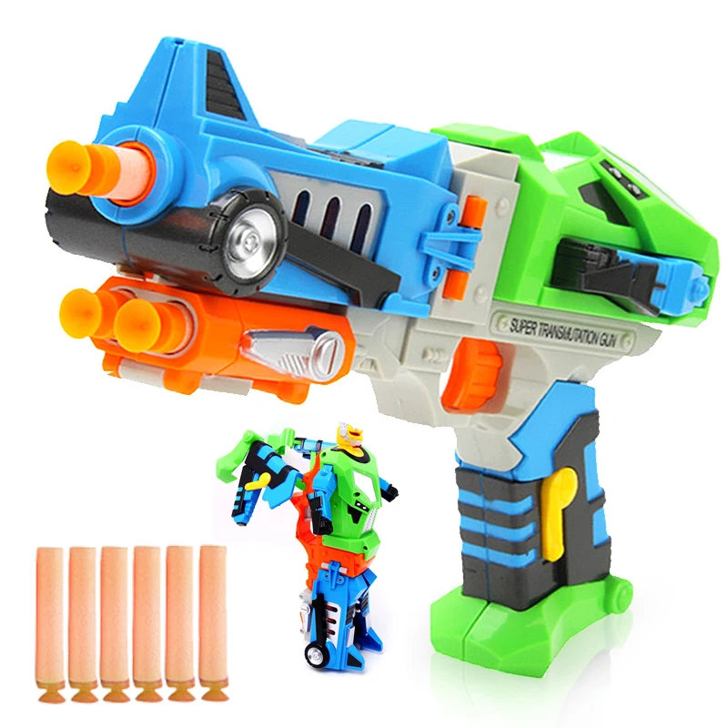 Transform Deformation Robot Toy Gun Soft Bullet Toys Fancy Toy Outdoor