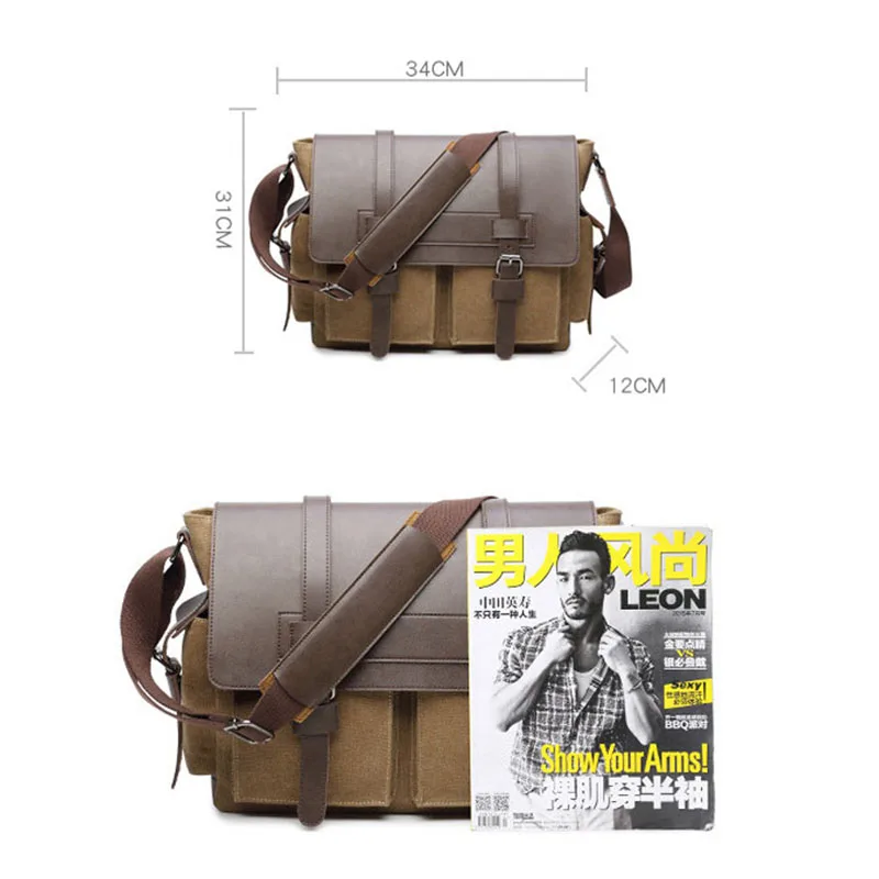 Designer Brand Canvas Briefcase Vintage Men Messenger Bags Fashion Male Shoulder Bag with leather Crossbody Bags Briefcase