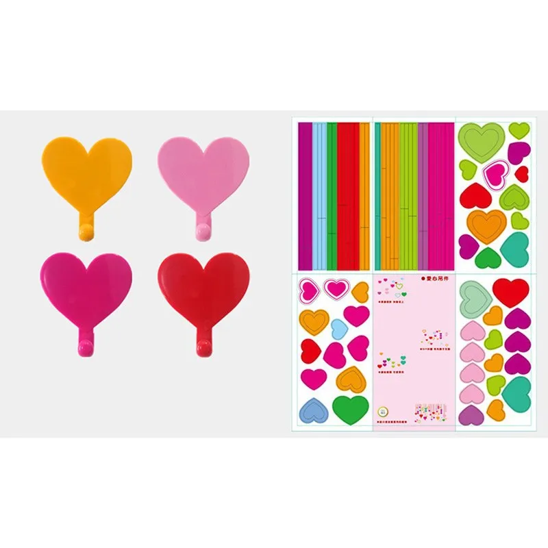 Colorful Love Heart Adhesive Hooks Robe Hooks Wall Hooks Hanger for Home Kitchen Holder DIY Kids Children Rooms Home Decoration (3)
