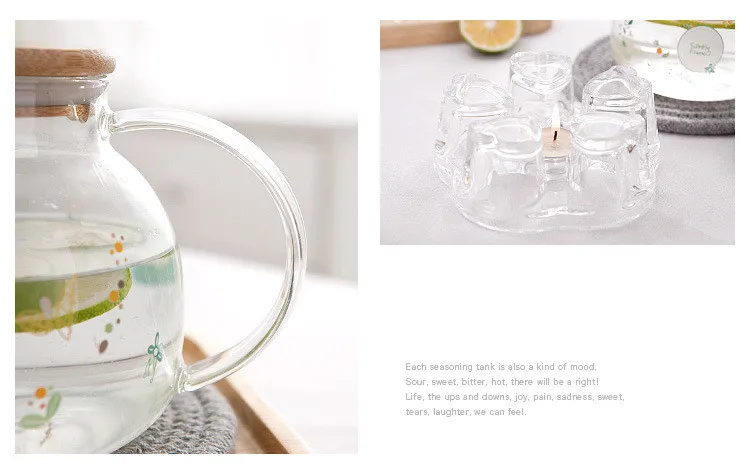 High Borosilicate Glass Tea Pot Transparent Infuser Handmade Flower Tea Set Heat Resistant Strainer Kongfu Tea Flower Tea Kettle