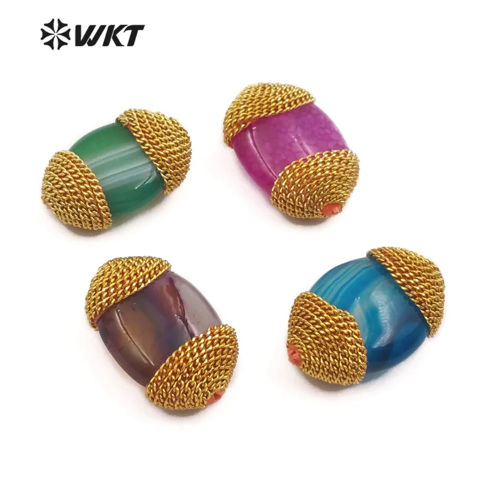 

WKT JF322 Multi-color natural stone with golden hat-decorated bead accessories for women to make beautiful jewelry
