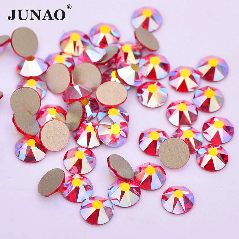 JUNAO 16 Cut Facet SS20 Pink AB Хрустальное стекло Стразы плоские задние наклейки для