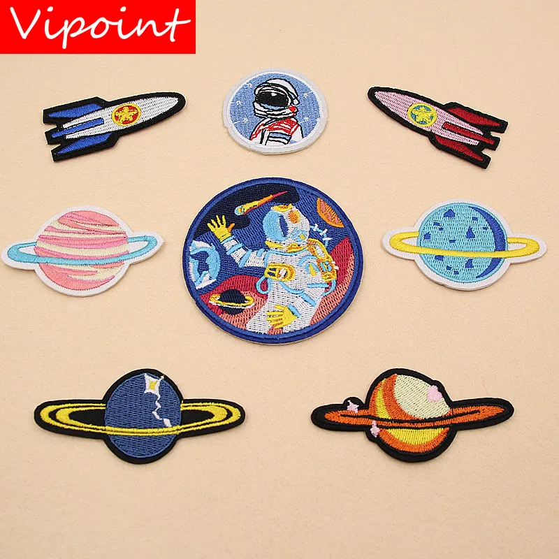 

VIPOINT embroidery spaceman star patches rocket patches badges applique patches for clothing XW-148