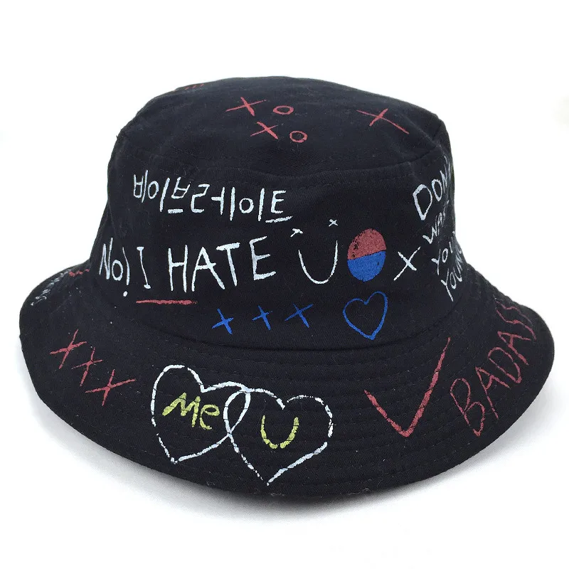 

19 NEW Panama100% cotton material fisherman hat flag pattern letters summer unisex outdoor caps Harajuku hip hop bucket cap
