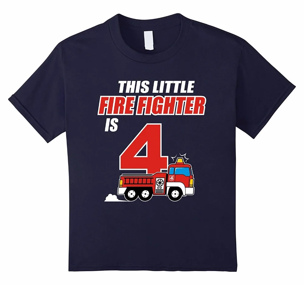 2019 горячая Распродажа модная детская одежда 4th на день рождения мальчиков пожарный детская футболка пожарный 4 YearsTee рубашка