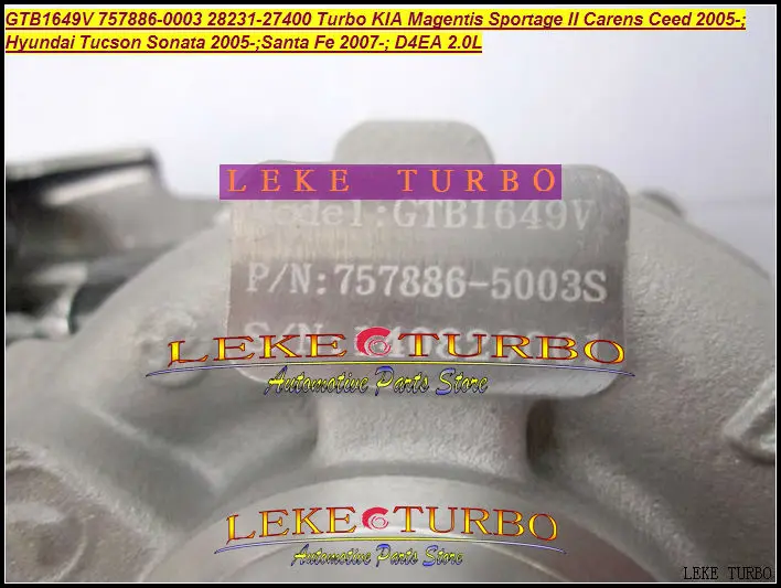 GTB1649V 757886-5003S 28231-27400 Turbocharger HYUNDAI Tucson Sonata 05- Santa Fe 07- KIA Magentis Sportage II Carens Ceed D4EA 2.0L (7)